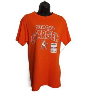 Jerzees Stagg High School Chargers Tee Size Small Orange NWT Mascot Spirit Wear
